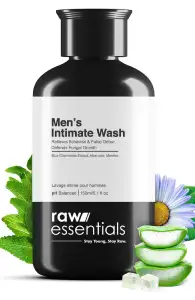 Raw Essentials Intimate Wash for Men 150 ml, Relieves Itchiness & Odour, Prevents Fungal Growth, Brightens Groin Area, pH Balanced, Sulphate Free, Paraben Free